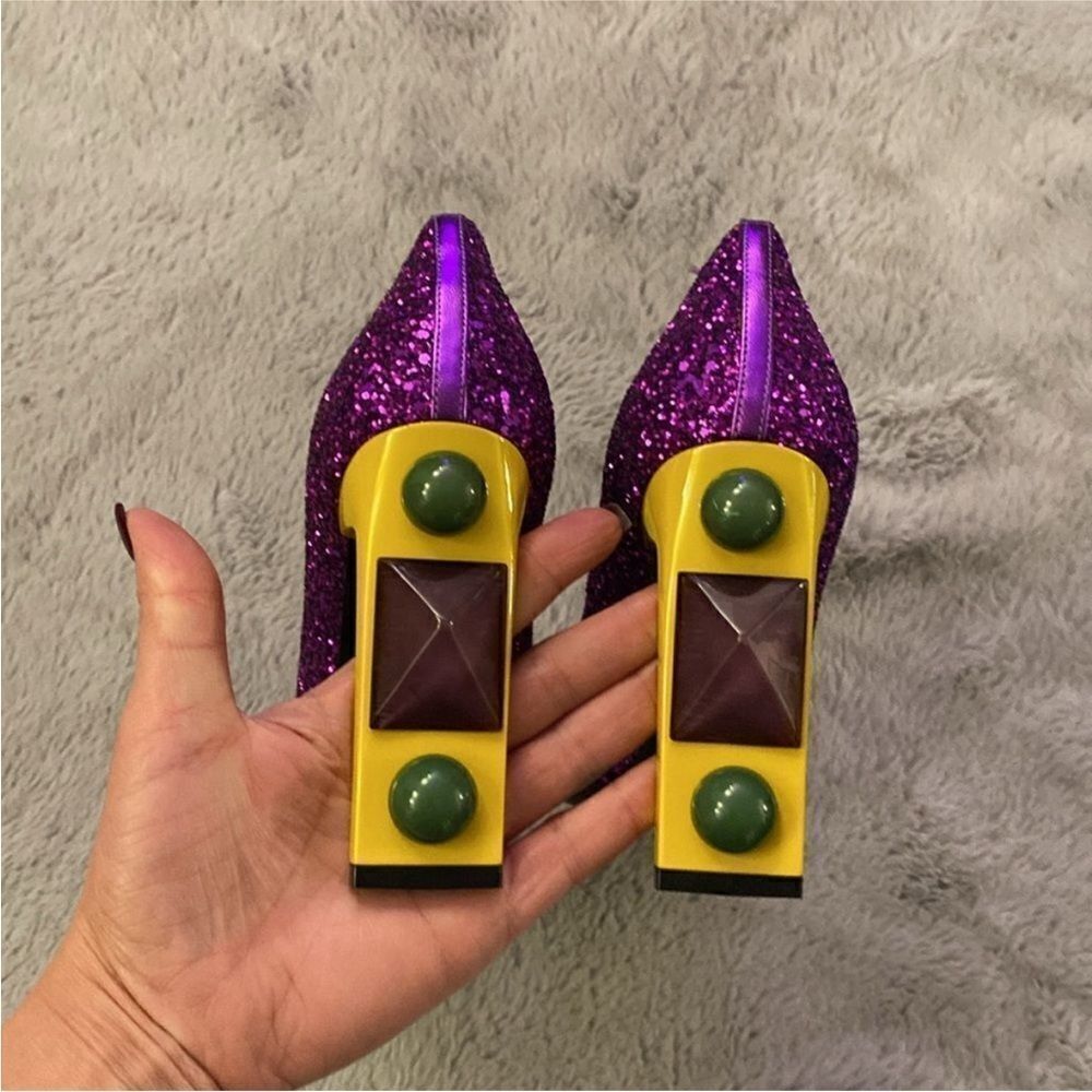 Bally Purple Glitter Women's Heels, US8 - Picture 2 of 11